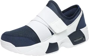 Womens Walking Shoes Slip on Comfy Knitted Non Slip Vintage Wide Running Shoes Breathable Mesh Sports Workout Tennis Shoes Fashion Lace Up Sneakers