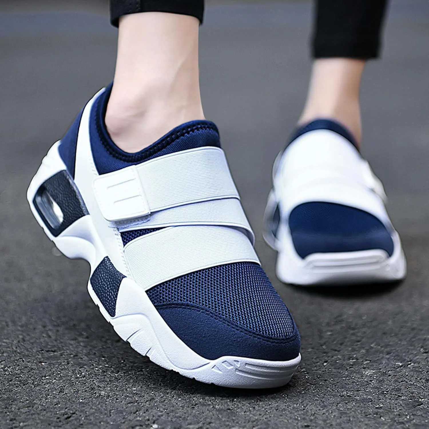 Womens Walking Shoes Slip on Comfy Knitted Non Slip Vintage Wide Running Shoes Breathable Mesh Sports Workout Tennis Shoes Fashion Lace Up Sneakers